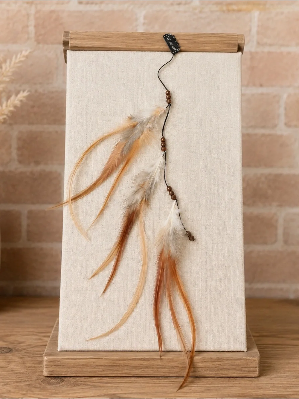 Boho Feather Hair Extension Clip - Rust Orange & Cream